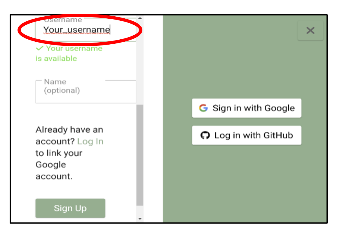 finish sign up screenshot