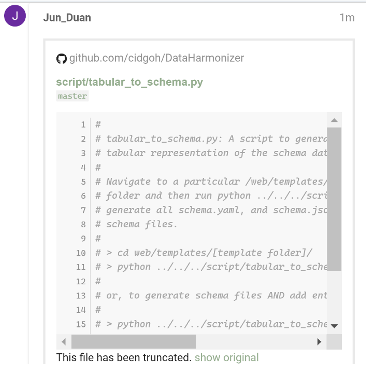 github citation by lines screenshot